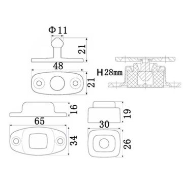 Arrêt de porte « SET » tenon Ø 11, AIMg poli