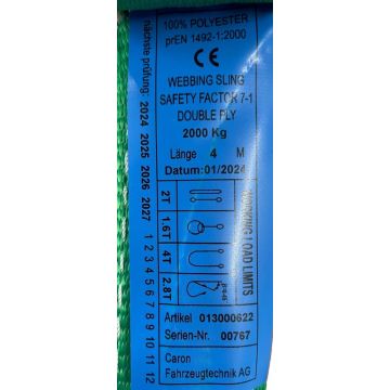 Sangle de levage 2000kg, L=  4m, L= 60mm