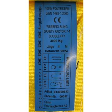 Sangle de levage 3000kg, L=  4m, L= 90mm