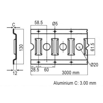 Schlitzloch-Zurrschiene  Alu  L 4500mm