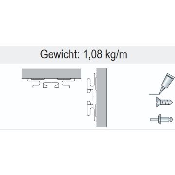 Airlineschiene Alu eckig eloxiert (Panzerschiene)