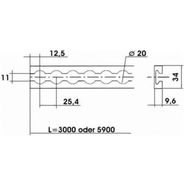 Airlineschiene Alu eckig eloxiert 013010060L