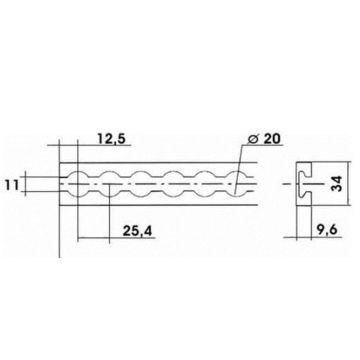 Airlineschiene Alu eckig schwarz eloxiert