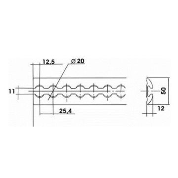 Airlineschiene Alu rund, schwarz eloxiert