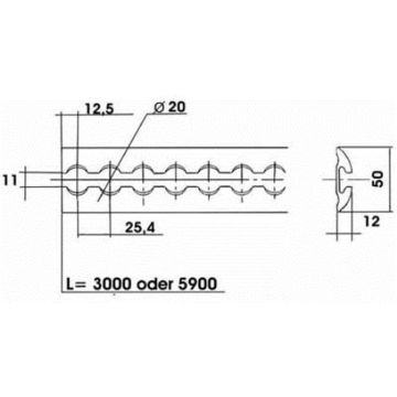 Airlineschiene Alu rund eloxiert