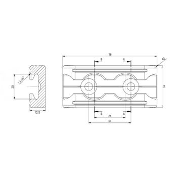 Point fixation pour rail airline, aluminium 013010070