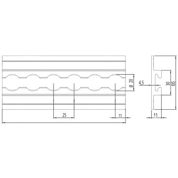 Airlineschiene Alu eckig eloxiert 013010077L