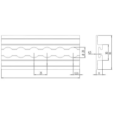Airlineschiene Alu eckig eloxiert 013010077