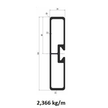 Airline Zurrlatte Alu 120 x 25mm eloxiert
