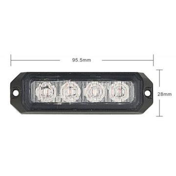LED Blitzleuchte 12/24V, Lichtscheibe klar/Licht orange 01470025