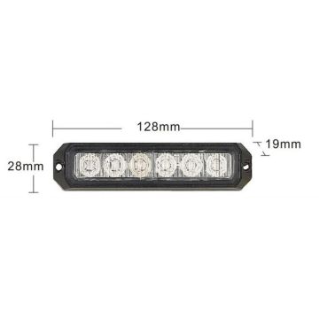 LED Blitzleuchte 12/24V, Lichtscheibe klar/Licht orange