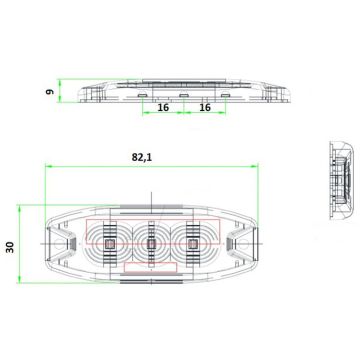 LED Blitzleuchte 12/24V, Lichtscheibe klar/Licht orange 01470036