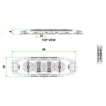 LED Blitzleuchte 12/24V, Lichtscheibe klar/Licht orange 01470037