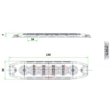 LED Blitzleuchte 12/24V, Lichtscheibe klar/Licht orange 01470038