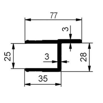 ALU profil de bord pour 25mm pour parois avec butée