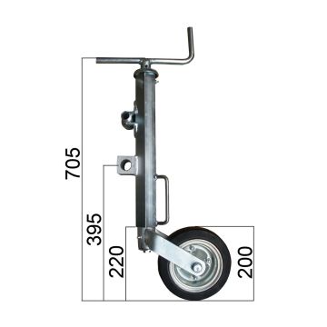 Stützrad  1500kg  6-kant  Hub 230mm 100147