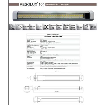 LED Innenleuchte 320x40x22 Resolux 104, 10-30V