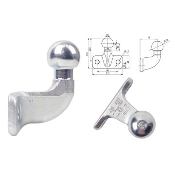 Flanschkugel LB 90, D23,50kN, S350kg silver