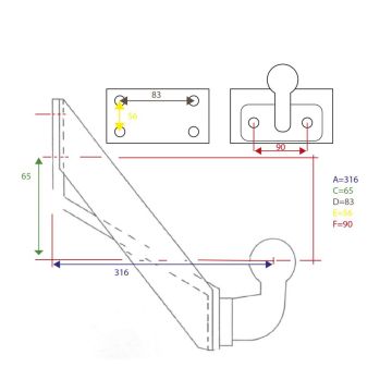 Accouplement combiné  gab. trous 83x56mm