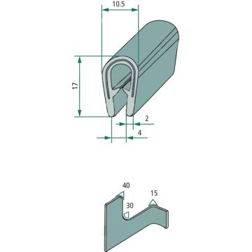 Kantenschutzprofil, Klemmbereich 1-4 mm 116451