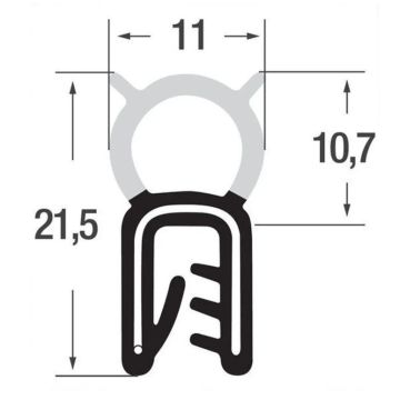 Kantenschutzprofil mit Dichtung, Klemmbereich 1-3 mm