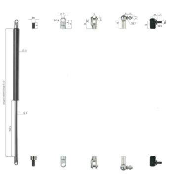 Gasfeder L   184   Hub   75     250N   M5/M6