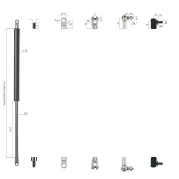 Gasfeder L   239   Hub 100     250N   M5/M6