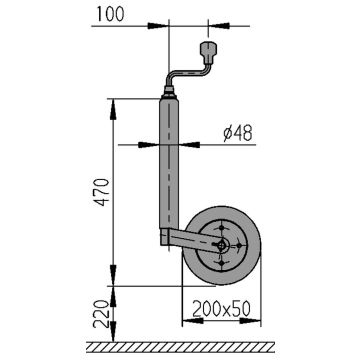 Béquille    150kg  48mm  course 220mm 1222434