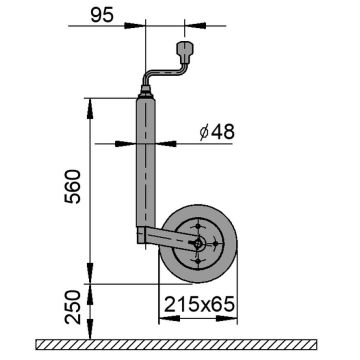 Stützrad    150kg  48mm  Hub 250mm 1222435