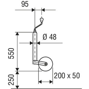 Béquille    300kg  48mm  course 250mm