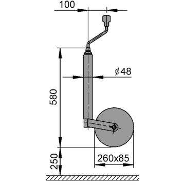 Béquille    200kg  48mm  Hub 250mm