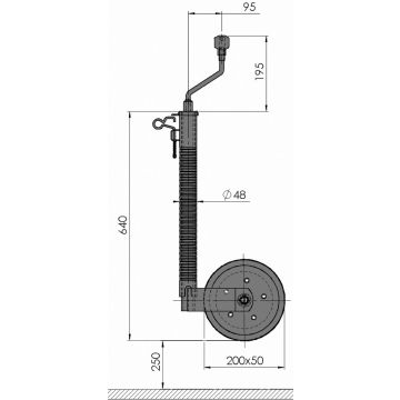 Stützrad    300kg  48mm  Hub 250mm 1223614