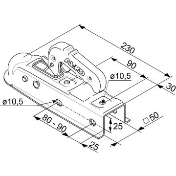 Kugelkupplung 4-kant 50mm,   750kg 1224339