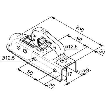 Accouplement à boule carré 60mm,   750kg 1224743