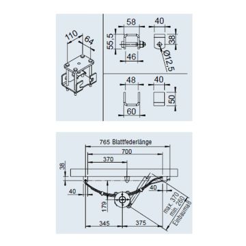 Montagematerial für Blattfeder 750 kg 1225345