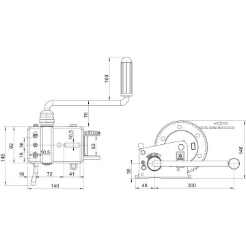 Seilwinde  500kg mit Band 7 m