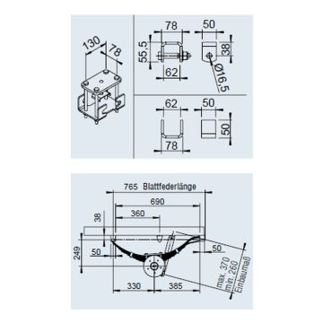 Pièce de montage pour ressort à lames 1800 kg