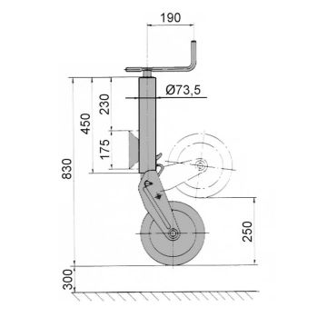 Stützrad    800kg  73mm  Hub 270mm