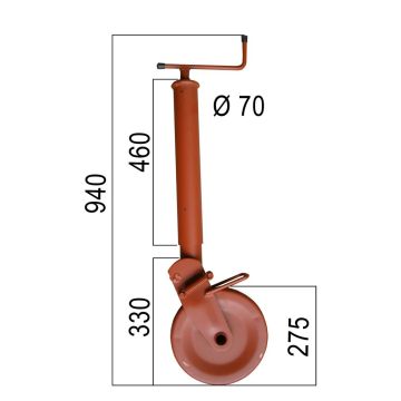 Stützrad  1000kg  70mm  Hub 300mm