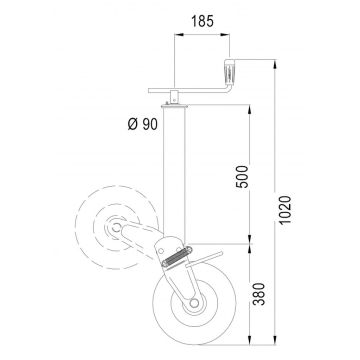 Stützrad  1500kg  90mm  Hub 300mm