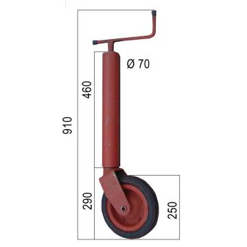 Stützrad    800kg  70mm  Hub 300mm