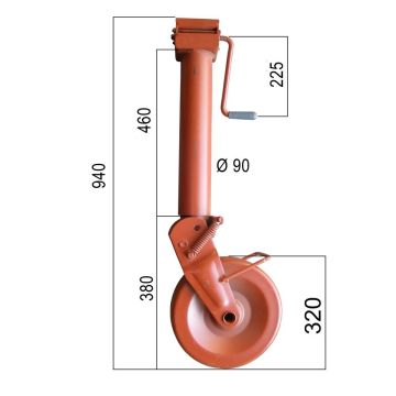 Stützrad  2000kg  90mm  Hub 300mm 130020