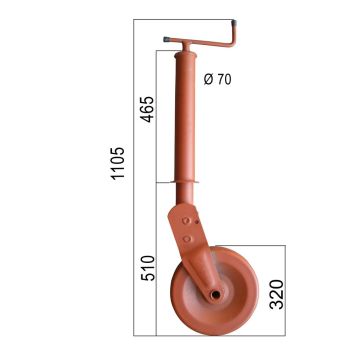 Stützrad  1200kg  70mm  Hub 230mm