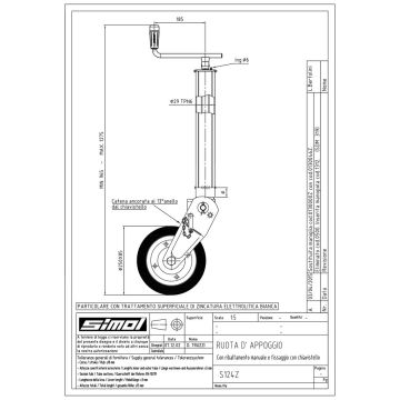 Stützrad    900kg  70mm 4-kant Hub 300mm