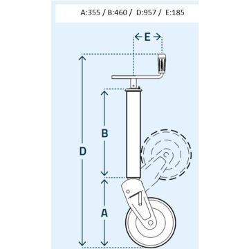 Stützrad    900kg  70mm 4-kant Hub 300mm 130028