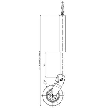 Stützrad  1200kg  70mm  Hub 300mm verzinkt