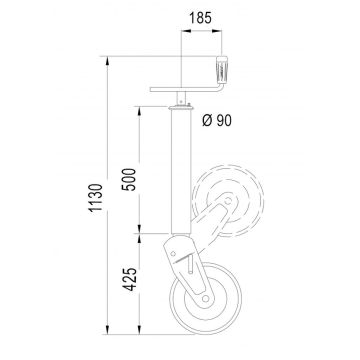 Stützrad  2000kg  90mm  Hub 300mm