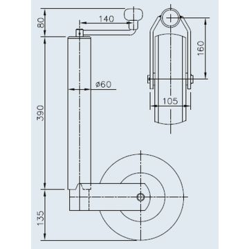 Béquille    400kg  60mm  course 250mm