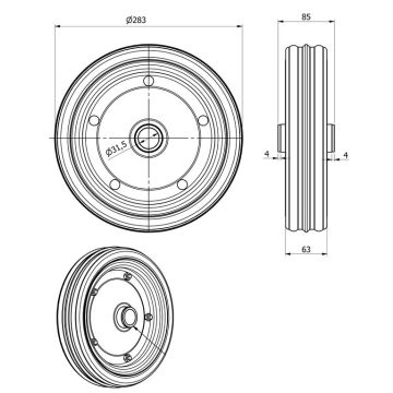 Vollgummirad Stahlfelge zu 130024