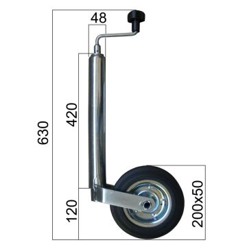 Stützrad    150kg  48mm  Hub 220mm Winterhoff